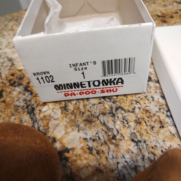 Minnetonka Moccasins Suede Braid Bootie Brown Infant Size 1 Boots NWB - Picture 5 of 5